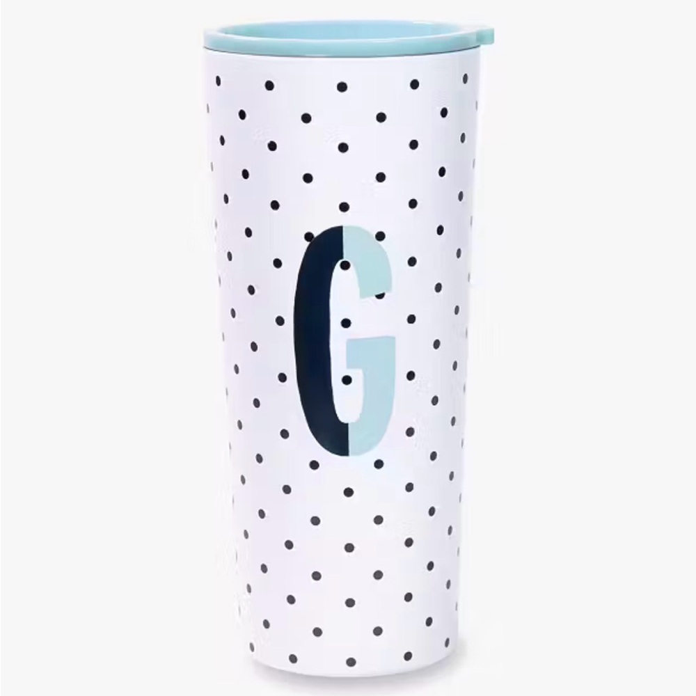 Kate Spade‎ Sparks Of Joy Stainless Steel  Polka Dot Tumbler with Letter G
